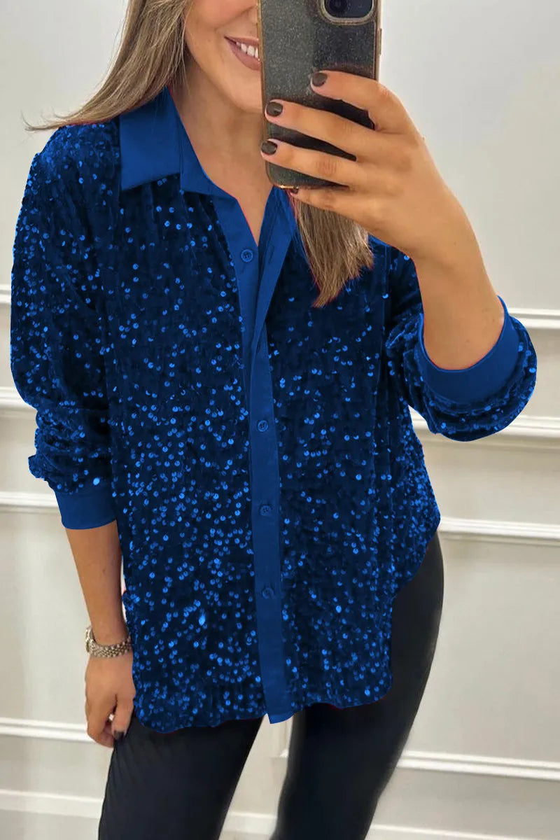 Julie - Sparkle Lapel Blouse