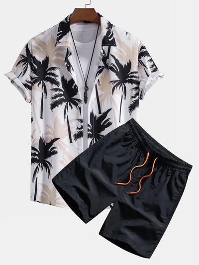 Palm Print Shirt & Swim Shorts