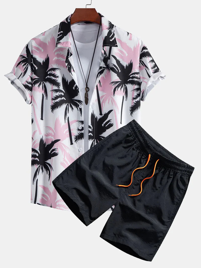 Palm Print Shirt & Swim Shorts
