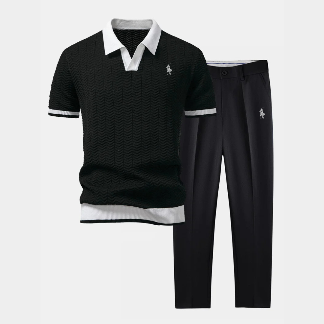 RL™ V-Neck Polo & Slim Fit Tapered Trousers Set
