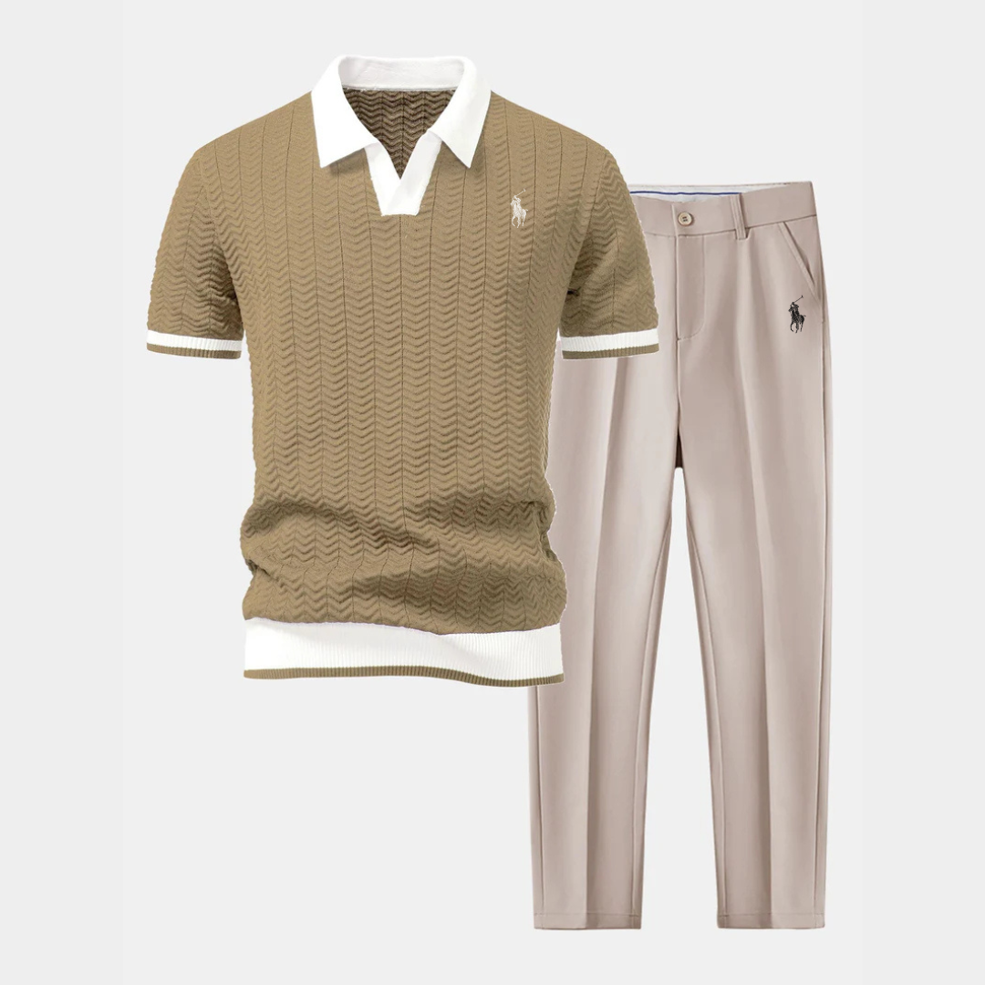 RL™ V-Neck Polo & Slim Fit Tapered Trousers Set