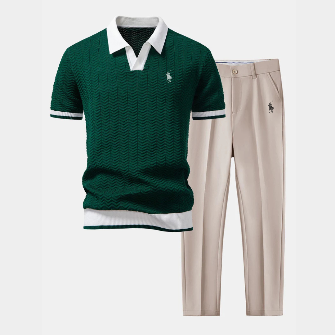RL™ V-Neck Polo & Slim Fit Tapered Trousers Set