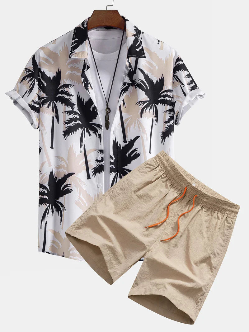 Palm Print Shirt & Swim Shorts