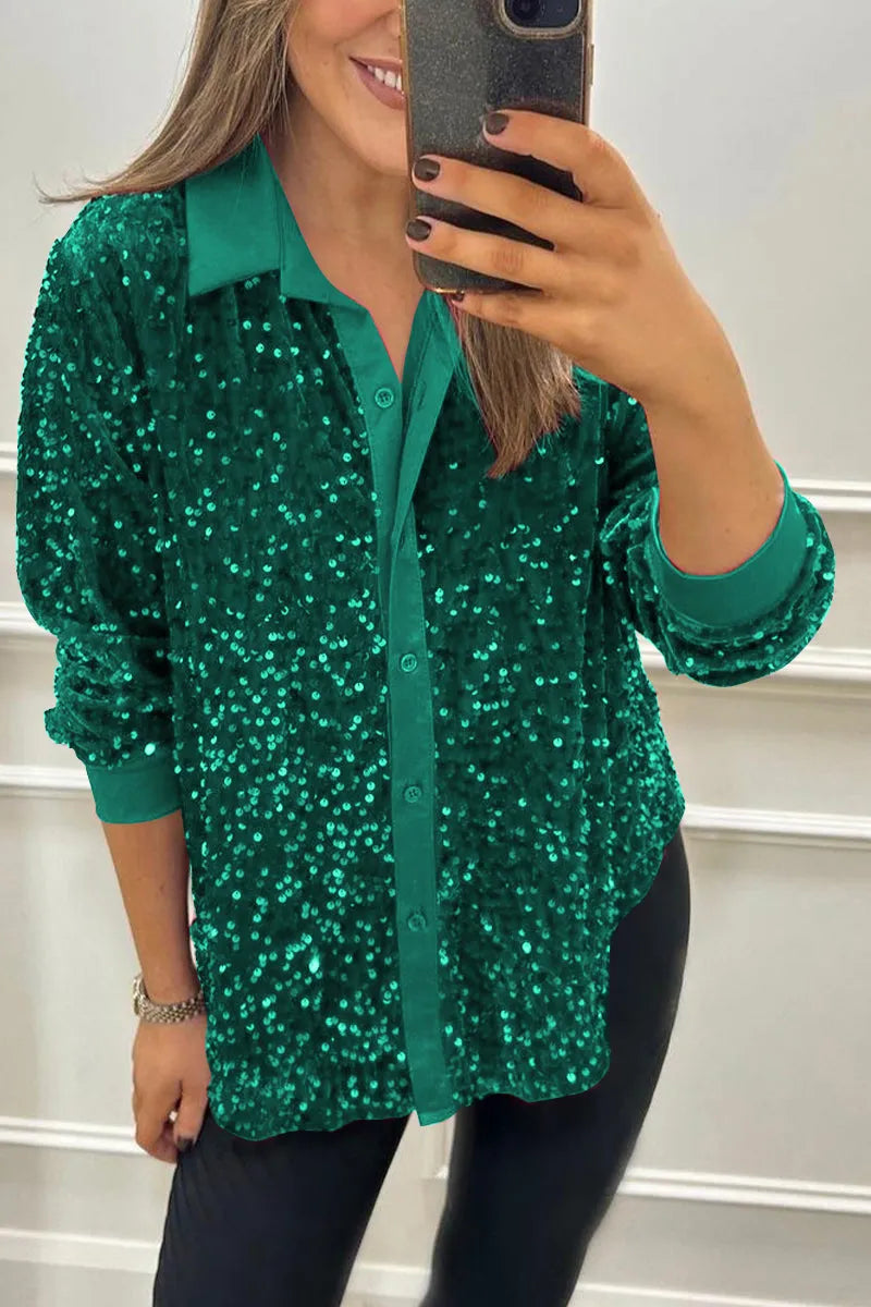 Julie - Sparkle Lapel Blouse