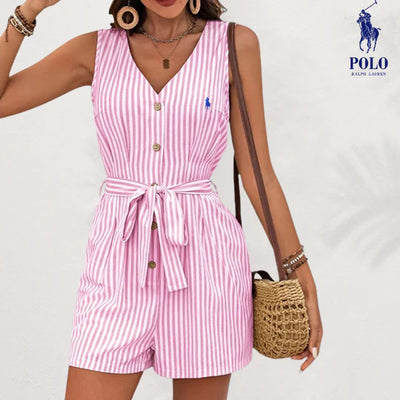 RL™ Striped Linen Belted Romper