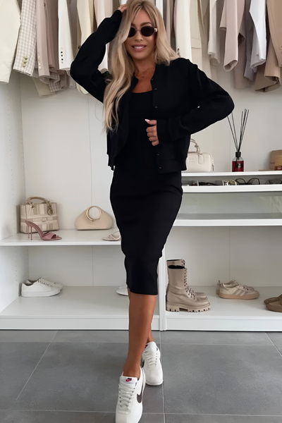 Treasure | Elegant Knit Midi Dress & Cardigan Set