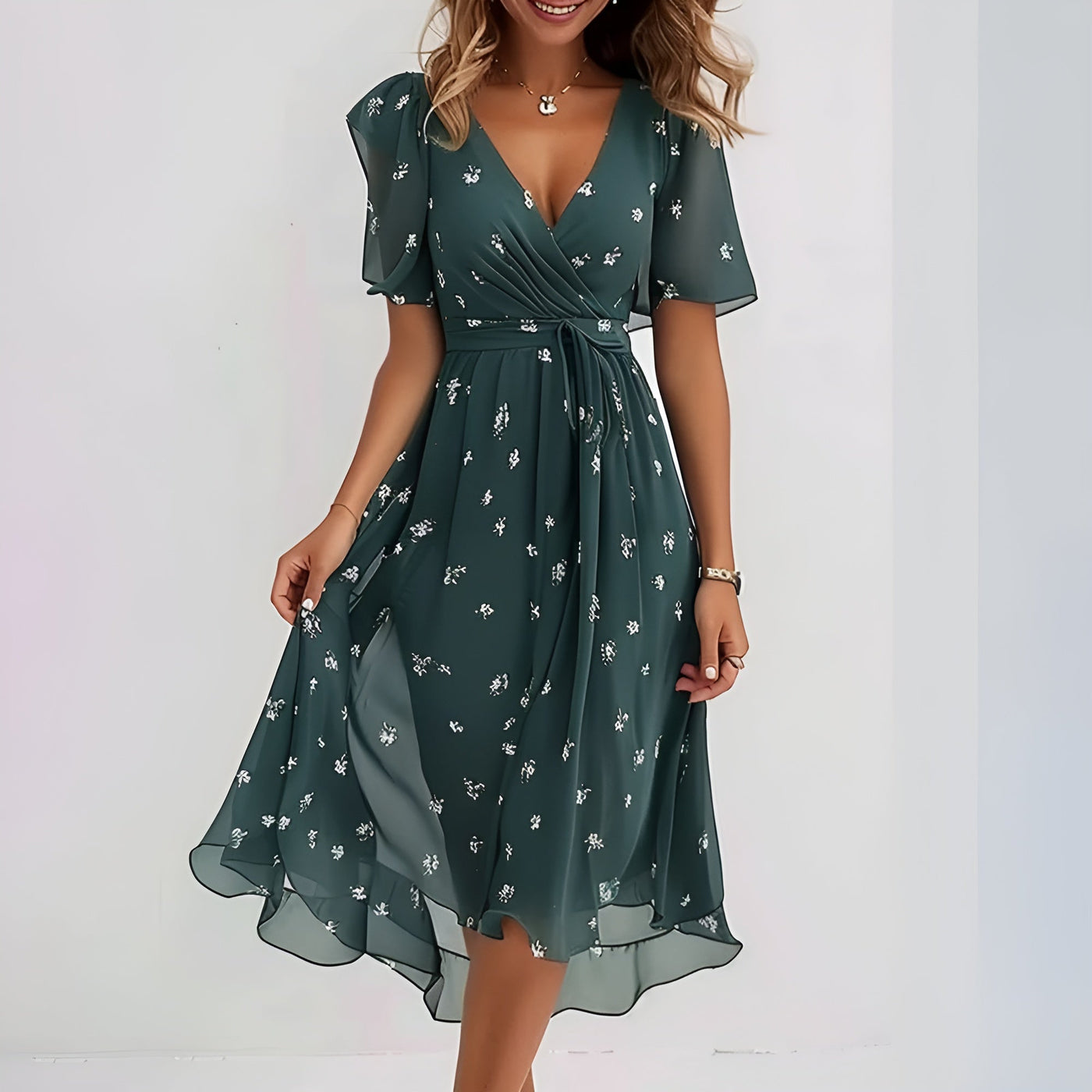 Isa | Elegant Short Sleeve Dress