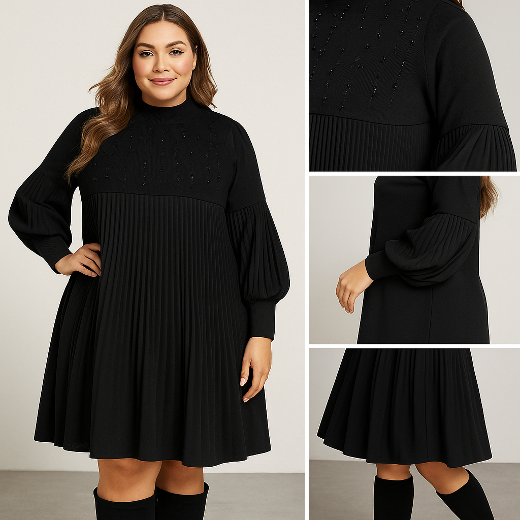 Sara | Plus Lantern Sleeve Dress