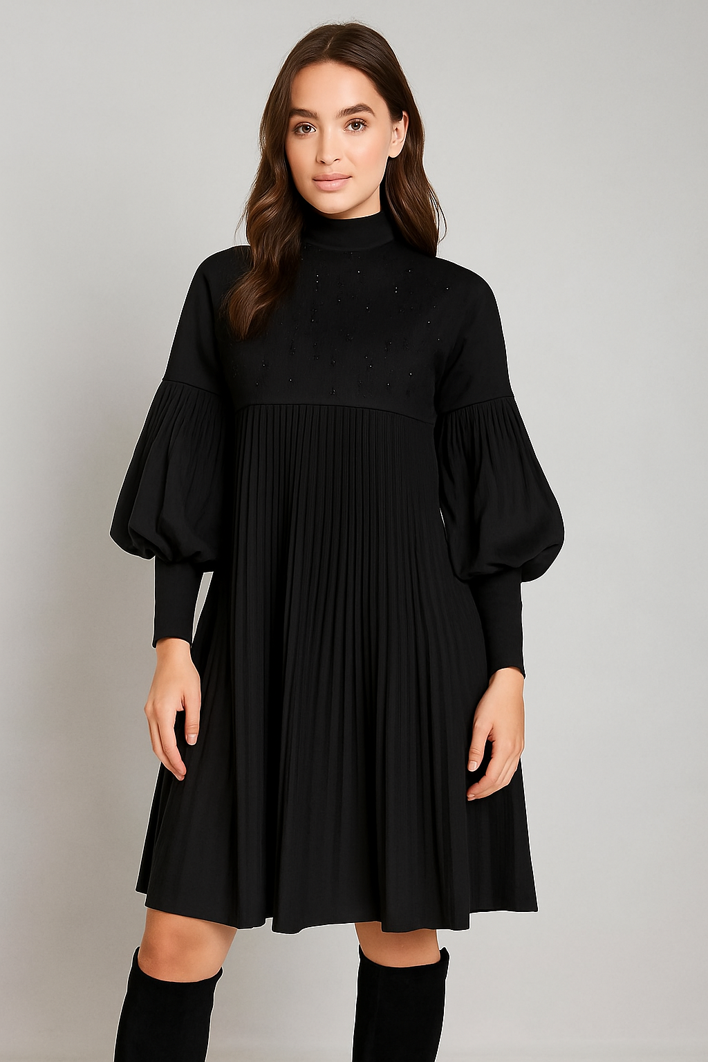 Sara | Plus Lantern Sleeve Dress
