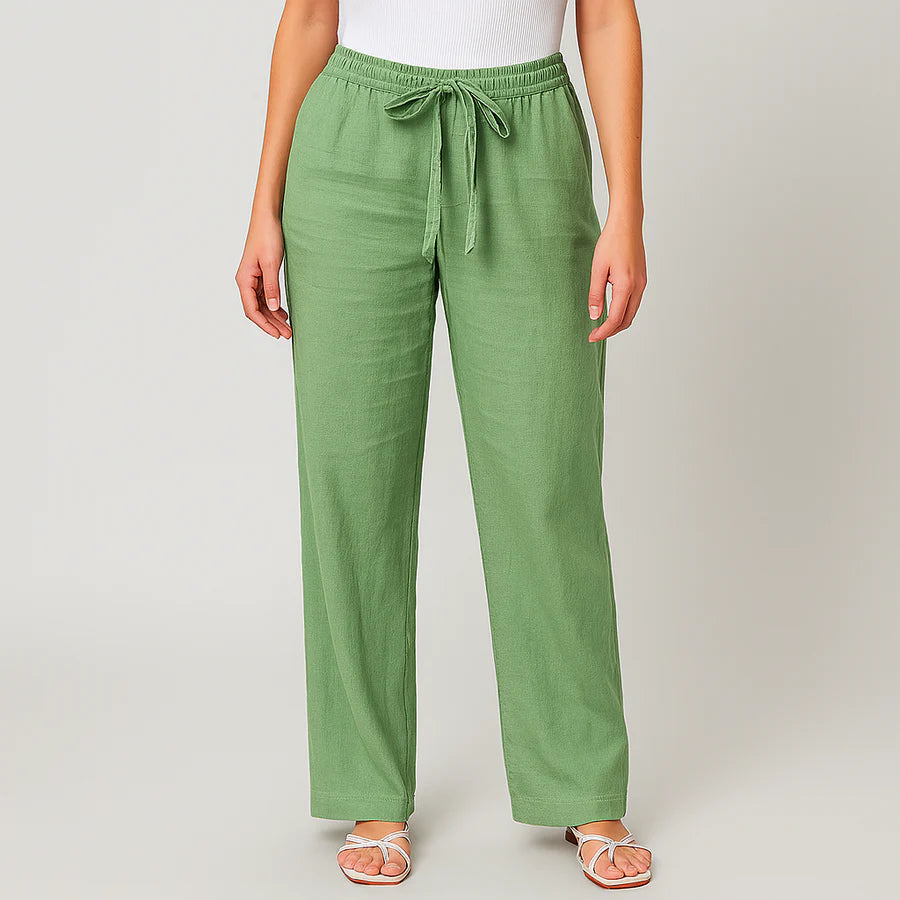 Elegant Tie Waist Linen Pants