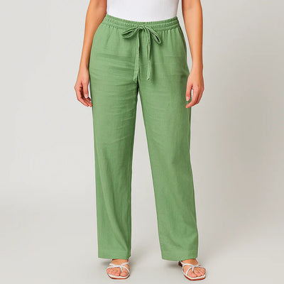 Elegant Tie Waist Linen Pants