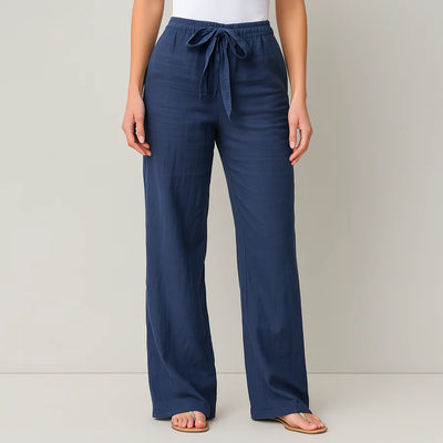Elegant Tie Waist Linen Pants