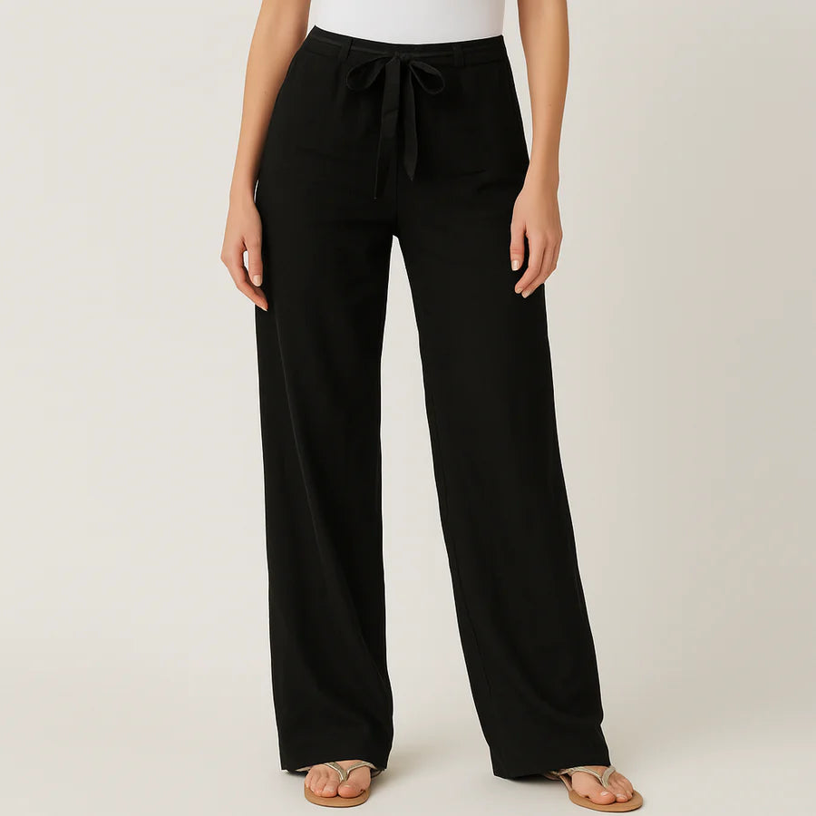 Elegant Tie Waist Linen Pants