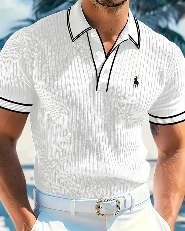 RL™ Contrast Collar & Textured Fabric Polo Shirt