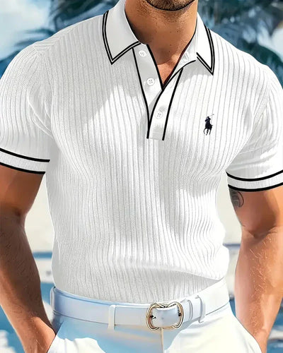 RL™ Contrast Collar & Textured Fabric Polo Shirt