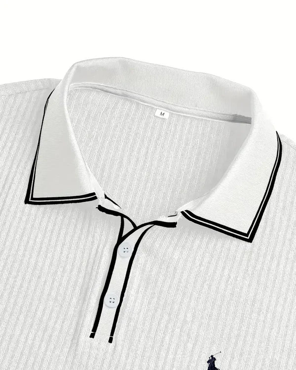 RL™ Contrast Collar & Textured Fabric Polo Shirt