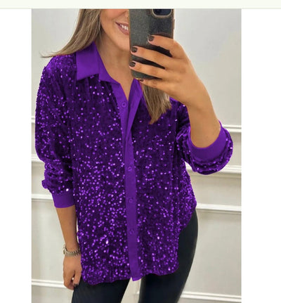 Julie - Sparkle Lapel Blouse
