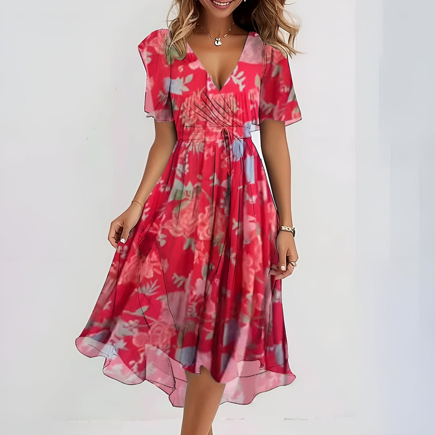 Isa | Elegant Short Sleeve Dress