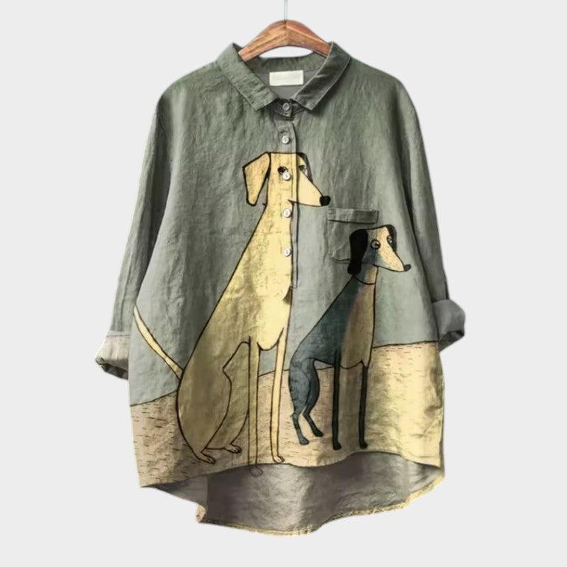 Linda | Playful Dog-Print Shirt