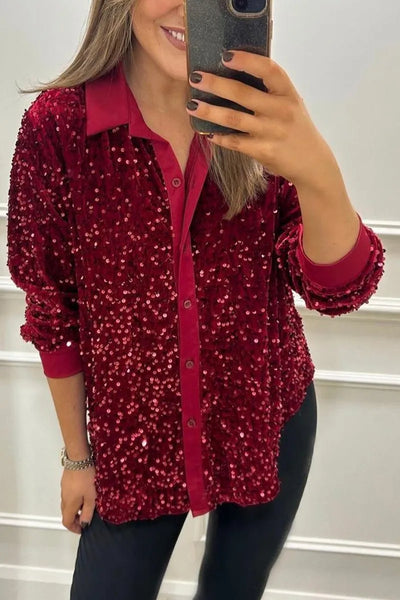 Julie - Sparkle Lapel Blouse