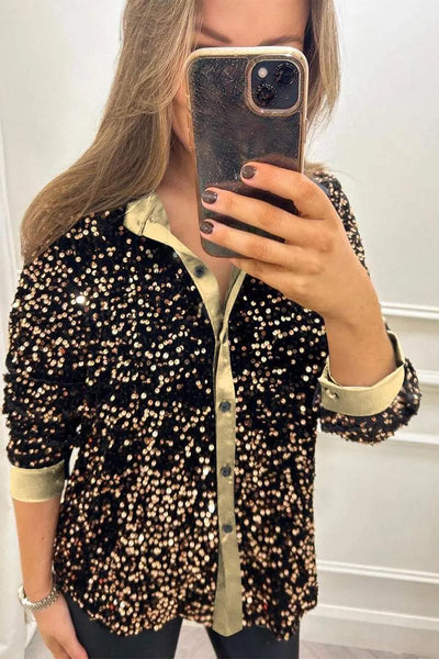 Julie - Sparkle Lapel Blouse