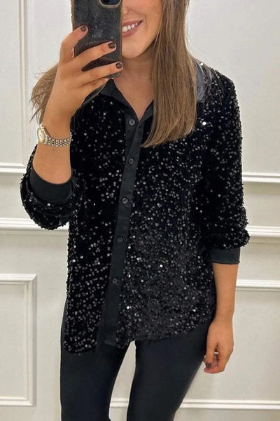 Julie - Sparkle Lapel Blouse
