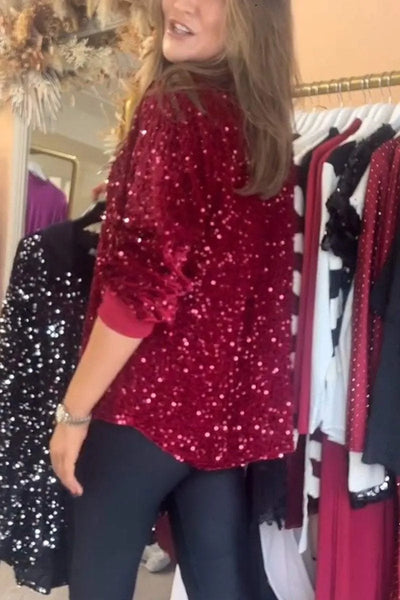 Julie - Sparkle Lapel Blouse