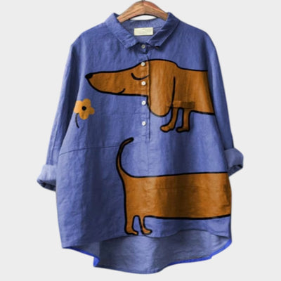Linda | Playful Dog-Print Shirt
